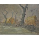Leo Bussey, three landscapes near Horsforth, Leeds, watercolours