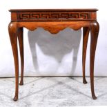 A mahogany hall table, fretted key frieze.