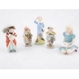 A group of Royal Doulton nursery rhyme / literature-related figurines (6) and Voight Sitzendorf