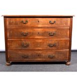 Large Victorian walnut and mahogany chest of drawers