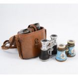 A collection of vintage binoculars and enamel opera glasses (af)