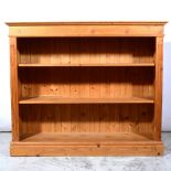 A pine open bookcase.