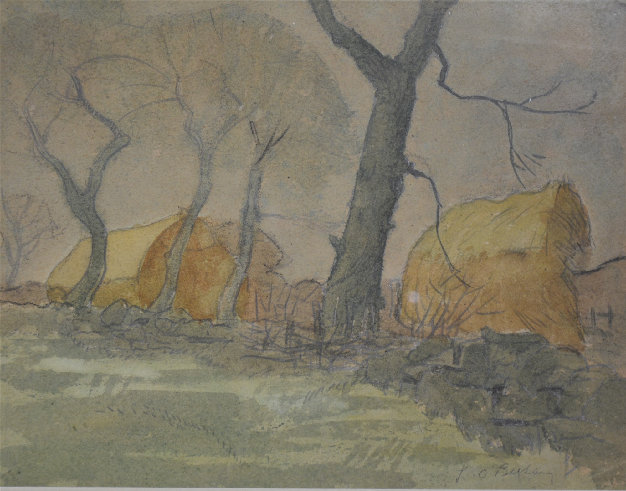 Leo Bussey, three landscapes near Horsforth, Leeds, watercolours