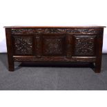 Part 19th Century carved oak coffer