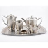 Pressed and cut glass fruit bowls, Old Hall stainless steel tea set, etc.