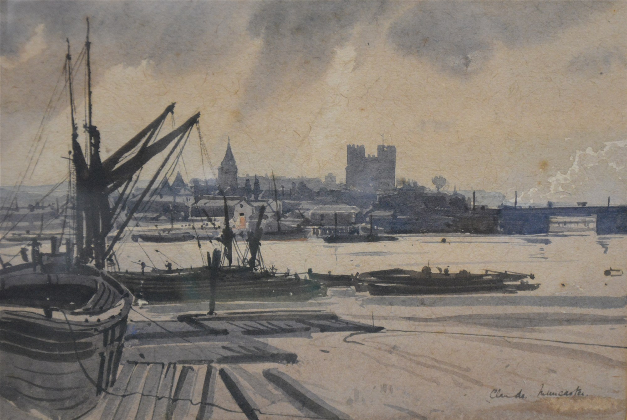 Claude Muncaster, Rochester, watercolour with wash