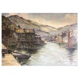 William Graham Buxton, Fishing village, oil on canvas
