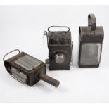 Ten Second World War railway signal lamps,