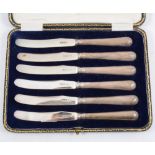 Set of six silver tea knives, cased, Allen & Darwin, Sheffield 1919.