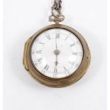 A pair cased pocket watch by John Holmes, 18mm white enamel dial with a Roman numeral chapter ring