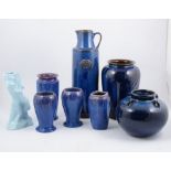 Assorted decorative stoneware vases