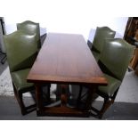 Oak dining suite, including table, chairs, sideboard and serving table.