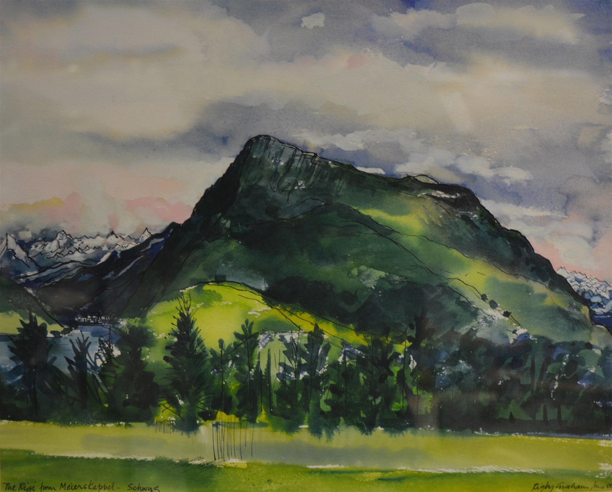 Rigby Graham, The Rigi from Meierskappel - Schwyz, watercolour.