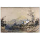 Ascribed to Edwin Tindall, cottage in a landscape, watercolour,