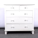 Three painted pine chest of drawers