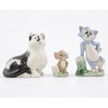 Three early Wade figures, Tom & Jerry, and Burslem the Factory Cat