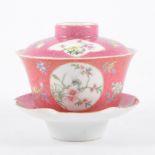 Chinese famille rose covered bowl on stand,...