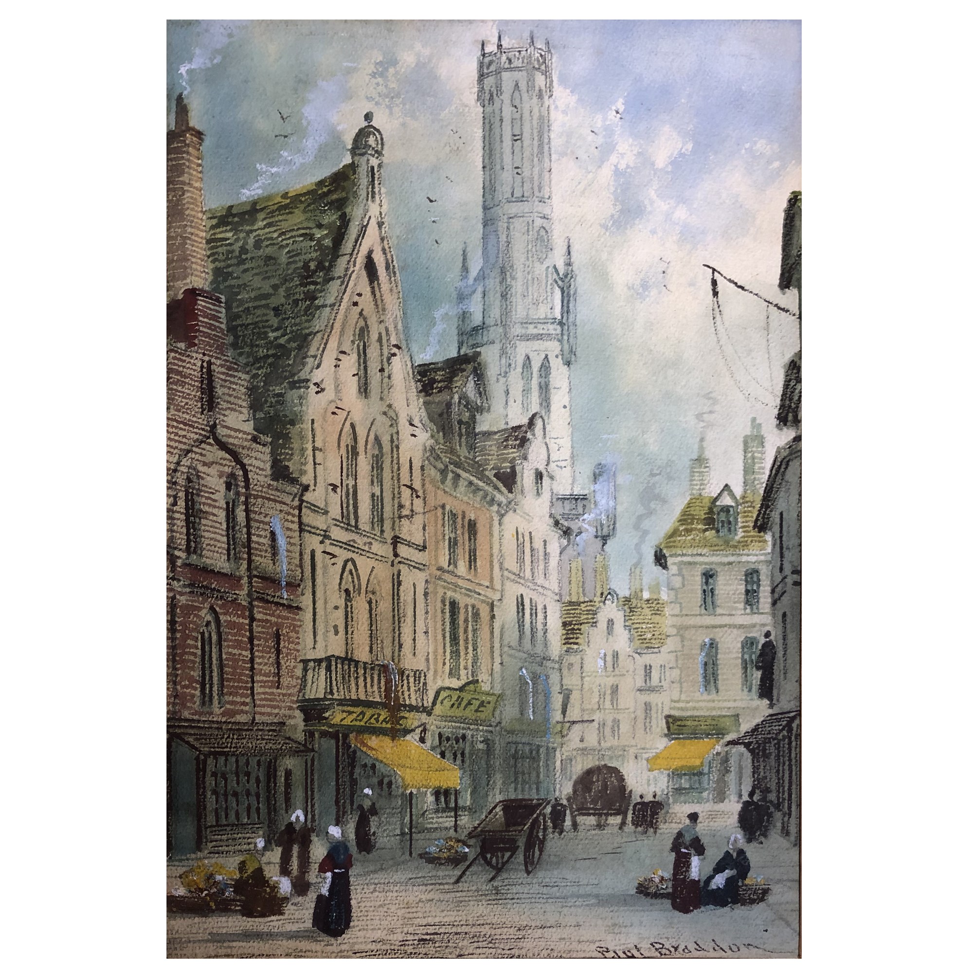 E Nevil, Gothic cathedral, watercolour - Image 4 of 4
