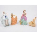 Twelve Crown Devon lady figurines, five in the art deco style and having "Sutherland Figures" paper