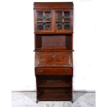 Edwardian oak bureau bookcase.