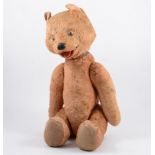 A vintage teddy bear, 50cm, rose coloured plush,