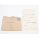 A facsimile letter from Winston Churchill in pen on House of Commons embossed paper