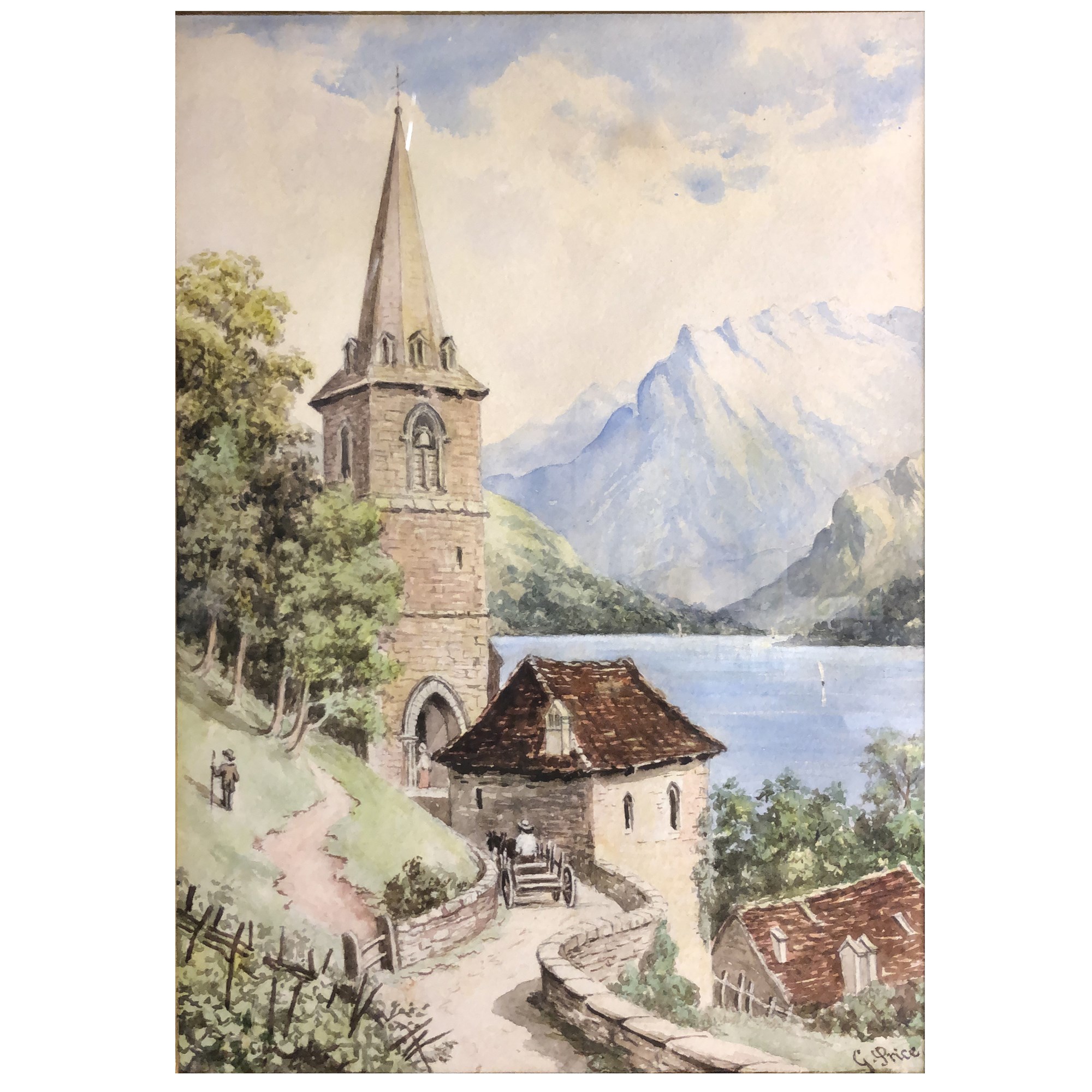 E Nevil, Gothic cathedral, watercolour - Image 3 of 4