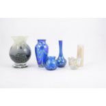 Three Okra Studio Glass Nebula vases, and three other studio glass vases