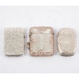 Three silver vesta match cases, George Unite Birmingham 1882,