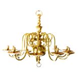 Dutch style brass ten-light chandelier, ...