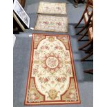 Three needlepoint Aubusson style rugs