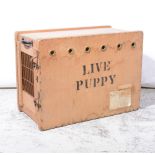 Vintage pine and plywood puppy carrier