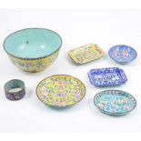 Small collection of cloisonné bowls and dishes