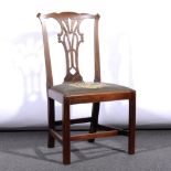 Late Georgian mahogany elbow chair, trellis...