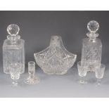 Assorted glassware including decanters, table glass, etc.