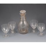 George II conical shape wine glass; wrythen moulded glasses, and rummers (17)