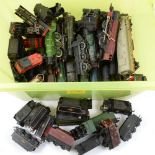 Large quantity of loose playworn and damaged OO gauge railway locomotives and tenders, one box,