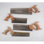 Selection of Gents and other dovetail saws, three tenon saws and draw knife.