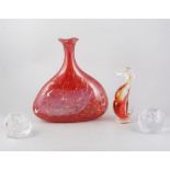 A collection of glassware, including Mdina flask shaped vase, 31cm, Kosta Boda, Orrefors, Mdina and