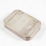 Continental white metal snuff box, maker's mark only Unicorn over EH, 18th century.