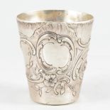 Rococo style white metal beaker, Continental, 19th century.