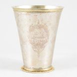 Scandinavian parcel gilt peg beaker, maker's mark only FR, possibly Norwegian, 18th century.