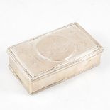 French white metal oblong box, set with Louis XV 12 Sols coin.