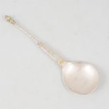 Amended: German silver finial top spoon, back engraved A M Stromberg,