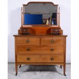 Edwardian mahogany dressing table, together with a mahogany framed cheval mirror.