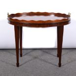 Mahogany butlers tray on stand,