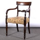 William IV mahogany elbow chair,