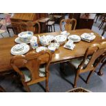 Set of six George I style walnut dining chairs,