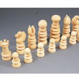 Ivory chess set, circa 1850, St George shape, king size 6.8cm.