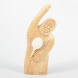 Carved Alaskan Inuit figural sculpture, signed Ningeulook, Shishmaref '99